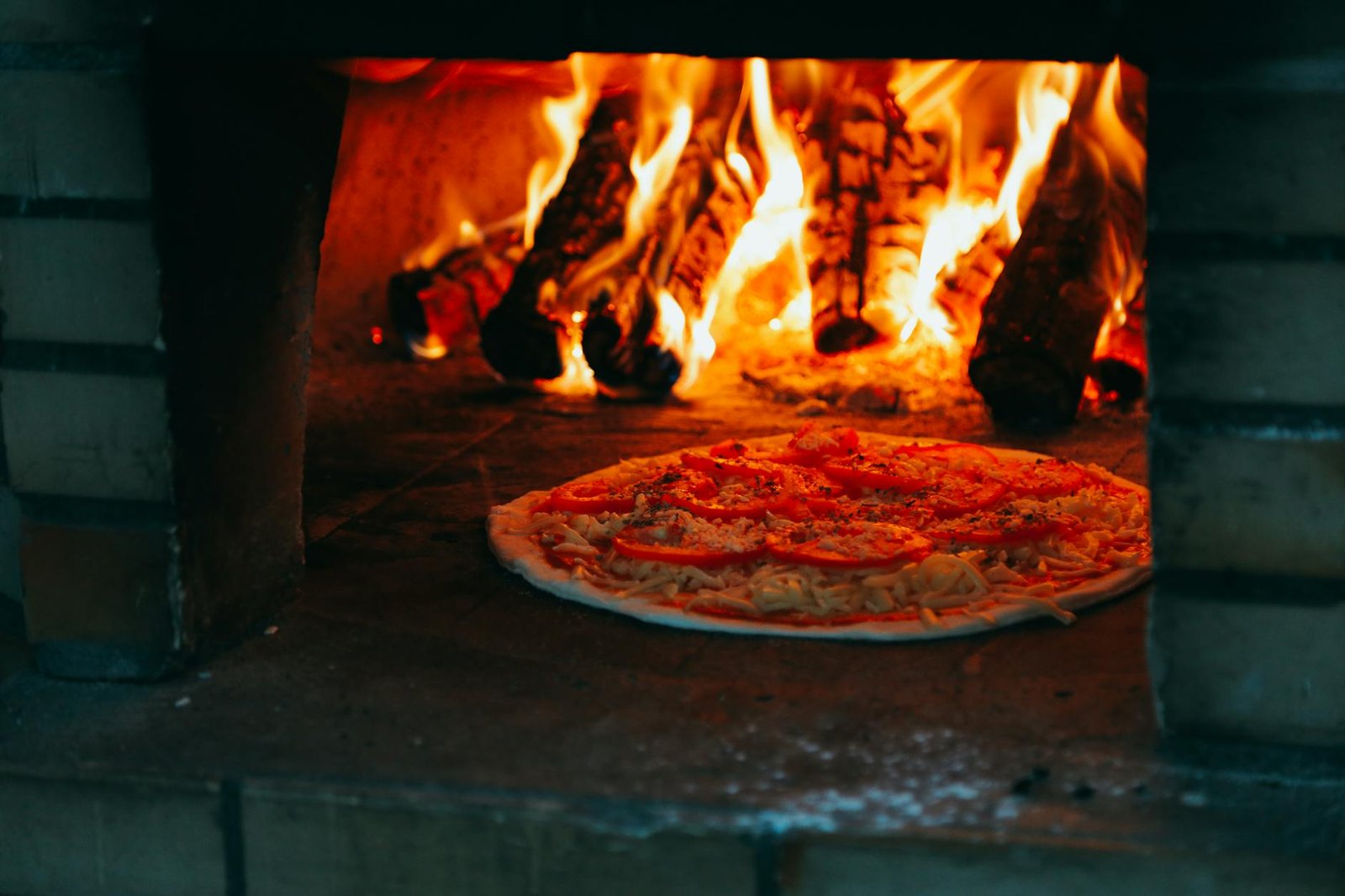 pizza in oven
